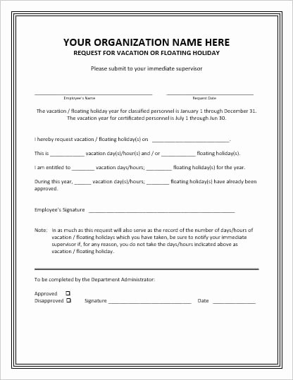 Leave Request form Template Lovely Employee Vacation Leave Request and Pto forms