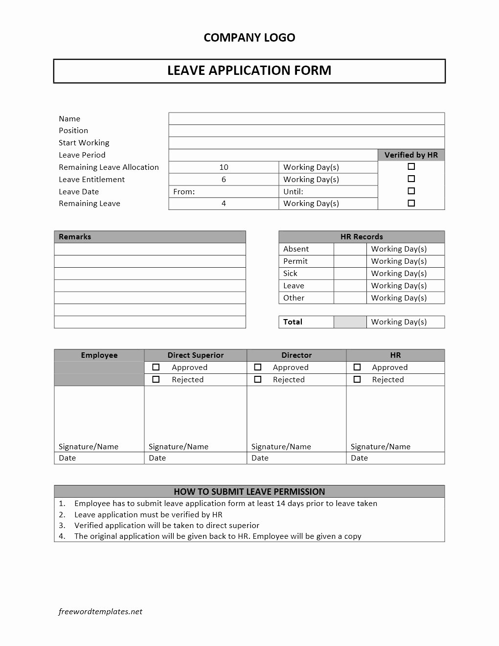 Leave Request forms Templates Inspirational Leave Application form