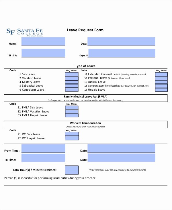 Leave Request forms Templates Luxury 12 Sample Leave Request form Free Sample Example