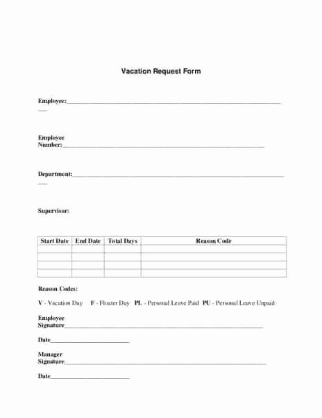 Leave Request forms Templates Luxury 6 Employee Vacation Request form Templates