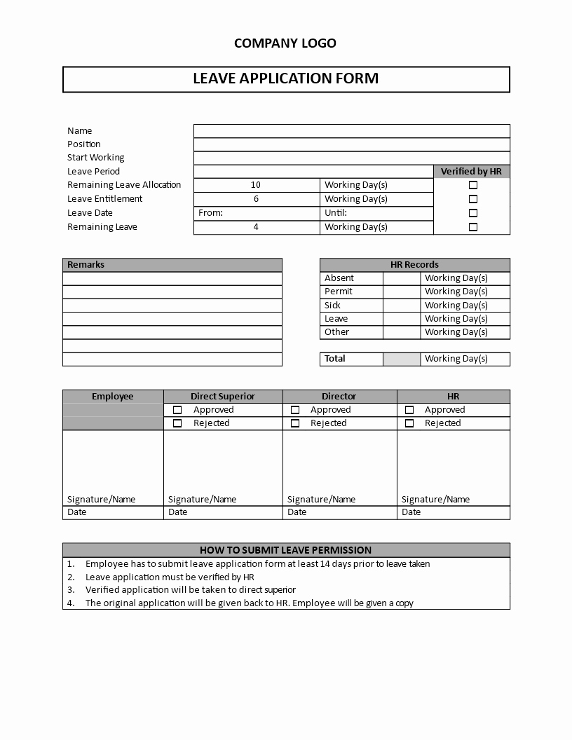 Leave Request forms Templates Luxury Sample Leave Application form