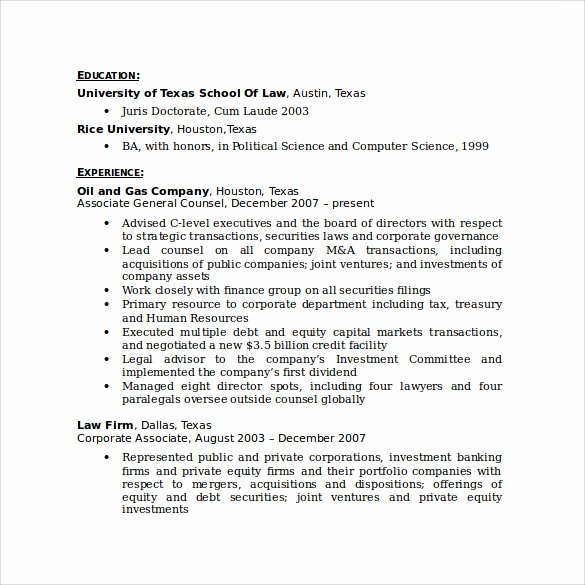 Legal Resume Template Word New Sample Paralegal Resume 11 Download Free Documents In