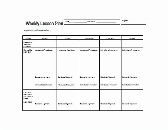 Lesson Plan Template for Preschool Beautiful Printable Weekly Lesson Plan Template for Preschool