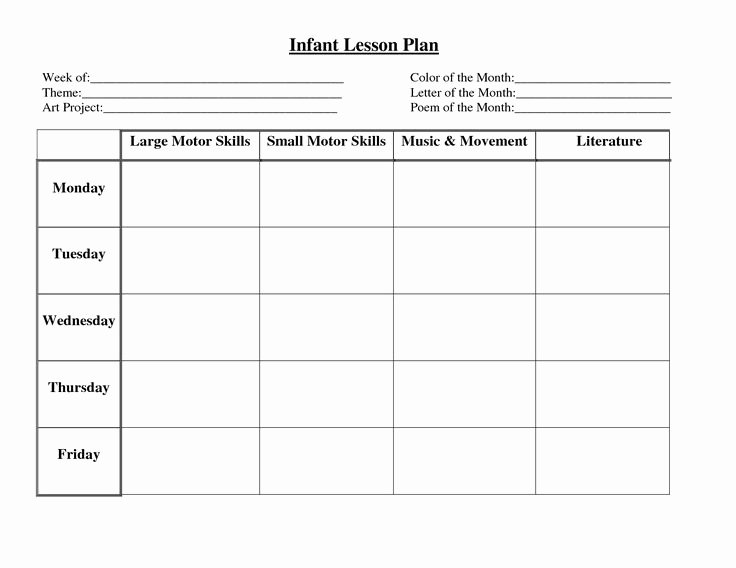 Lesson Plan Template for toddlers Unique Infant Blank Lesson Plan Sheets