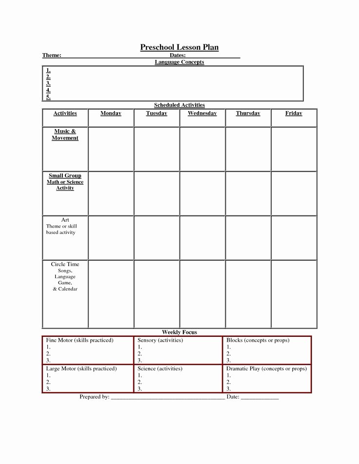 Lesson Plan Template for toddlers Unique Printable Lesson Plan Template Nuttin but Preschool