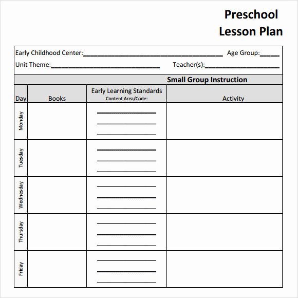 Lesson Plan Template Preschool Lovely Sample Preschool Lesson Plan 10 Pdf Word formats