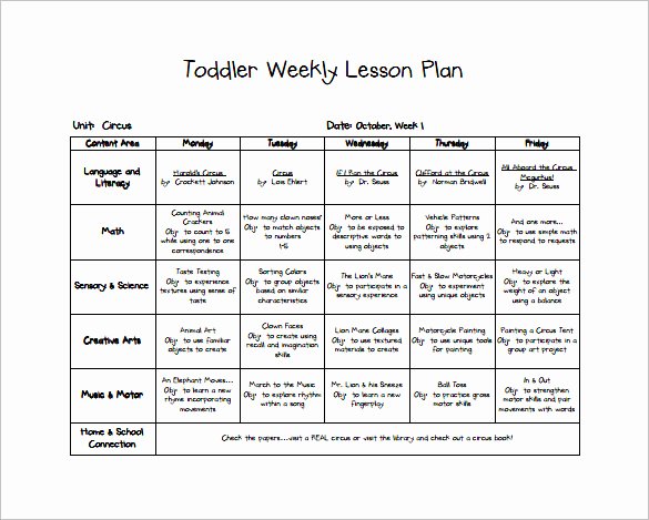 Lesson Plans Template for toddlers Luxury toddler Lesson Plan Template 9 Free Pdf Word format