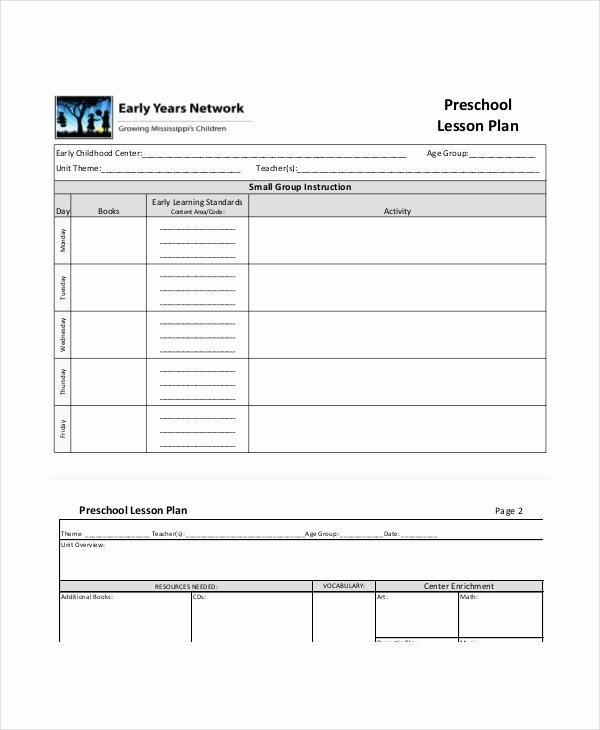 Lesson Plans Template for toddlers New Preschool Lesson Plan Template 10 Free Word Pdf Psd