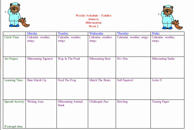 Lesson Plans Template for toddlers New toddler Curriculum Weekly Calendars toddler Lessons