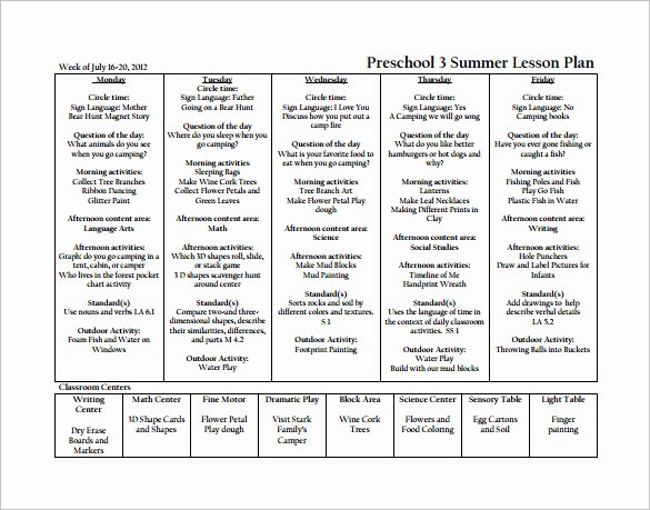Lesson Plans Templates for Preschool Beautiful Preschool Lesson Plan Template 11 Free Pdf Word format