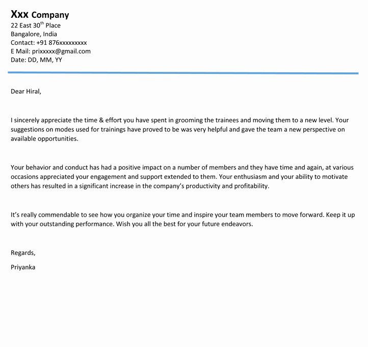 Letter Of Appreciation Template Best Of Appreciation Mails