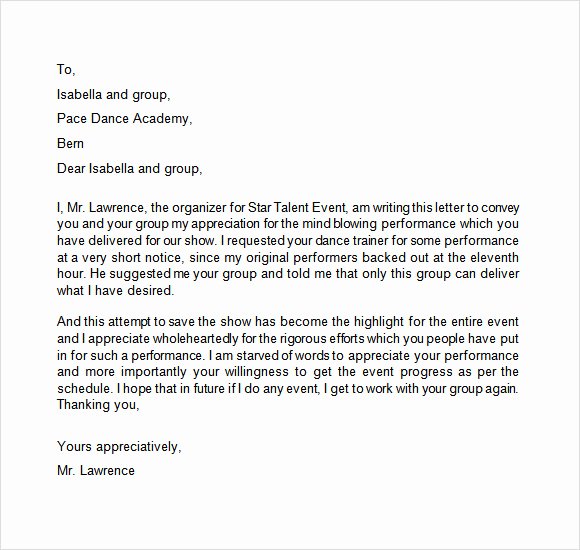Letter Of Appreciation Template Best Of Free 9 Appreciation Letters In Free Samples Examples format