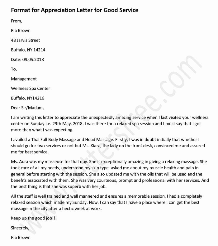 Letter Of Appreciation Templates Lovely Appreciation Letter for Good Service – Sample and Example