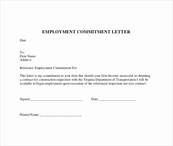 Letter Of Commitment Template Fresh Sample Mitment Letter Template 6 Free Documents In