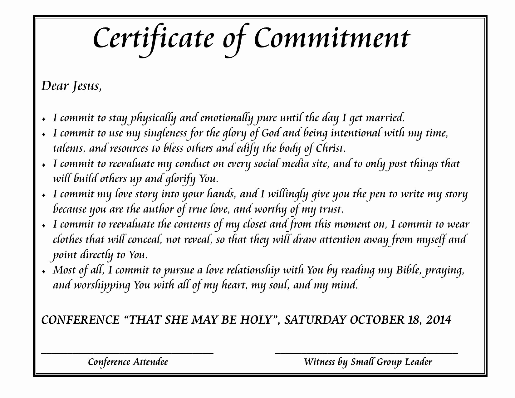 Letter Of Commitment Template Lovely that She May Be Holy 2017 – En Profundidad Website