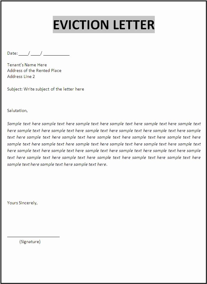 Letter Of Eviction Template Awesome Eviction Letter Template