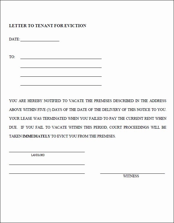 Letter Of Eviction Template Awesome Eviction Notice Template Free Printable Documents