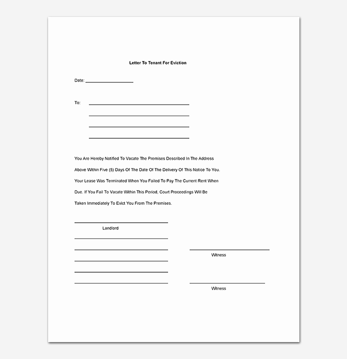 Letter Of Eviction Template Fresh Eviction Notice 24 Sample Letters &amp; Templates