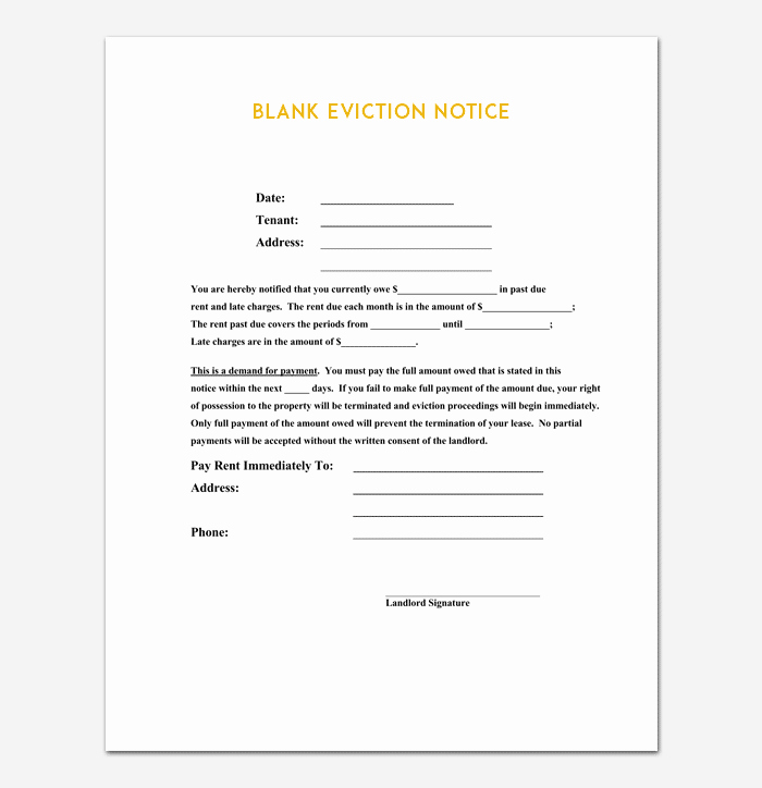 Letter Of Eviction Template Inspirational Eviction Notice Template 5 Blank Notices for Word Pdf