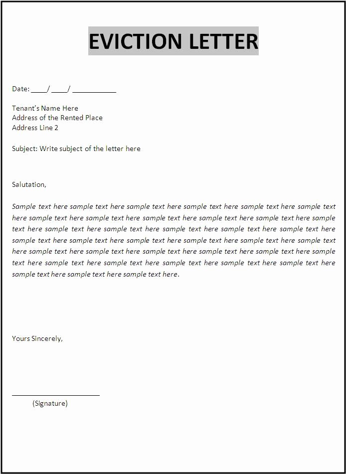 Letter Of Eviction Template Inspirational Printable Sample Eviction Notice Template form