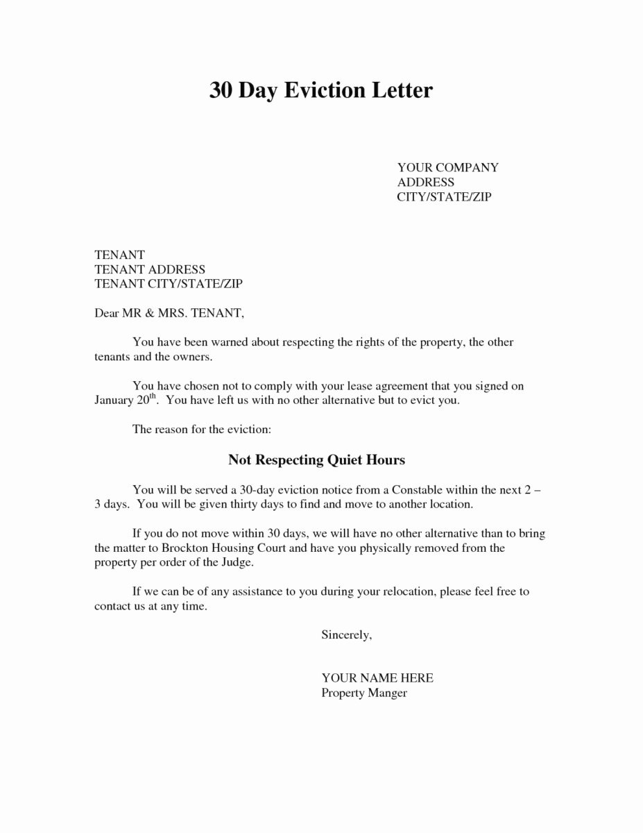 Letter Of Eviction Template Luxury assisted Living 30 Day Notice Letter Template Examples