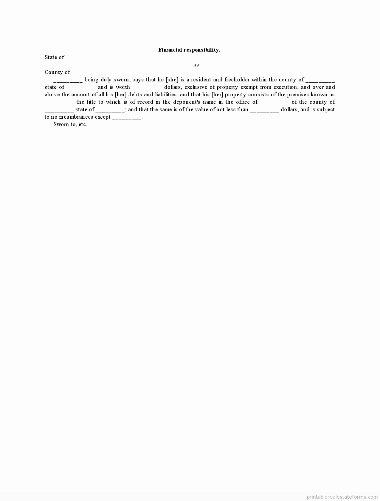 Letter Of Financial Responsibility Template Beautiful Sample Printable Financial Responsibility form