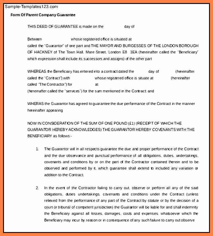 Letter Of Guarantee Template New 7 Pany Guarantee Letter