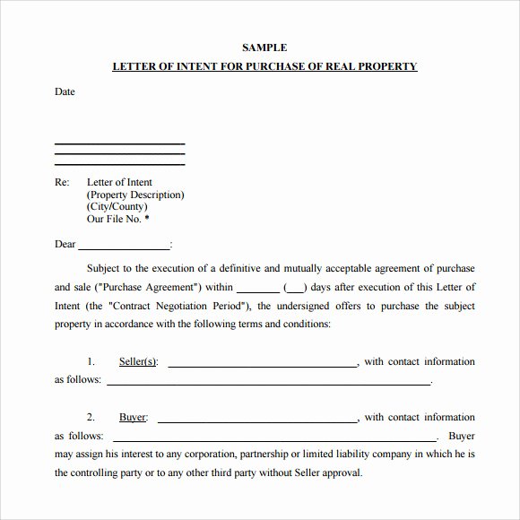 Letter Of Intent Template Word Fresh Sample Letter Of Intent to Purchase 9 Documents In Pdf