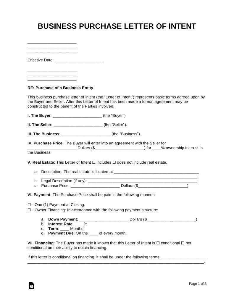 Letter Of Intent Template Word New Free Business Purchase Letter Of Intent Template Pdf