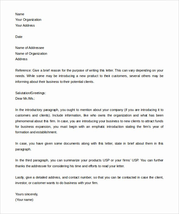 Letter Of Introduction Template Luxury Introduction Email to Client Template 5 Free Samples