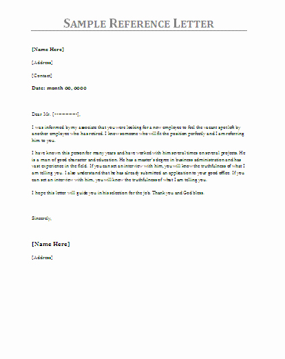 Letter Of Recommendation Template Unique 10 Reference Letter Samples