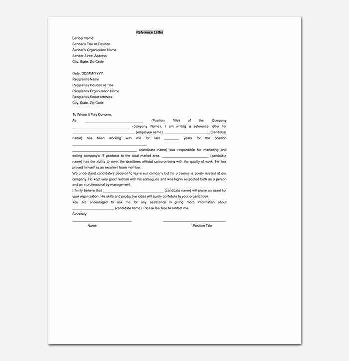 Letter Of Recommendation Template Word Best Of Reference Letter Template 50 for Word &amp; Pdf format