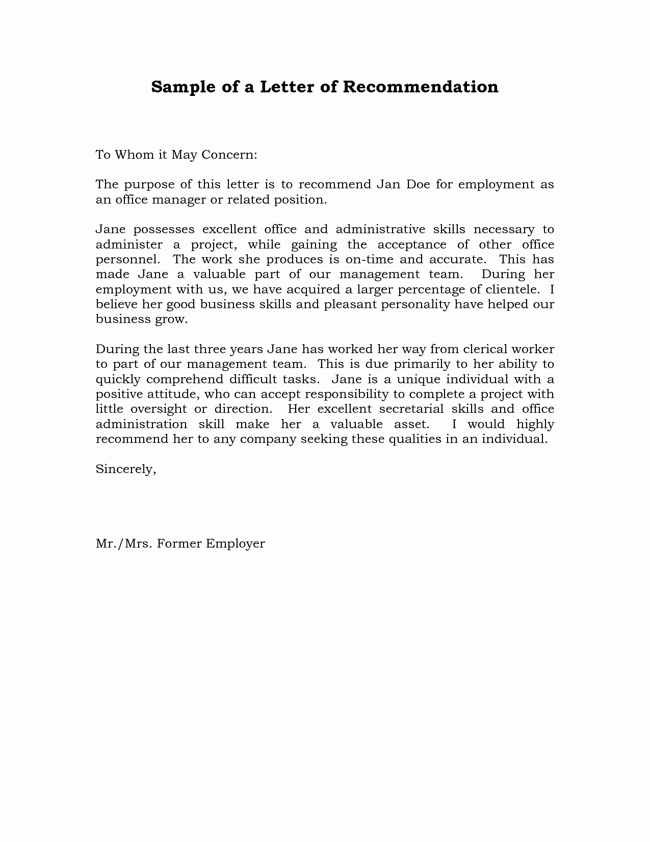 Letter Of Recommendations Template Awesome Reference Letter Of Re Mendation Sample