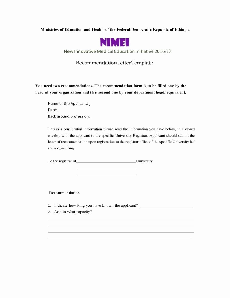 Letter Of Recommendations Template Lovely 43 Free Letter Of Re Mendation Templates &amp; Samples