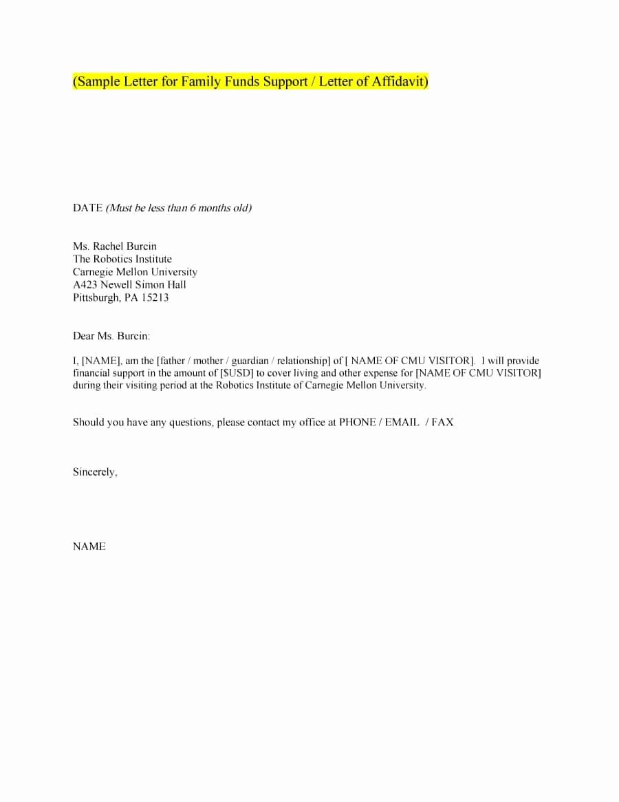 Letter Of Support Template Fresh 40 Proven Letter Of Support Templates [financial for