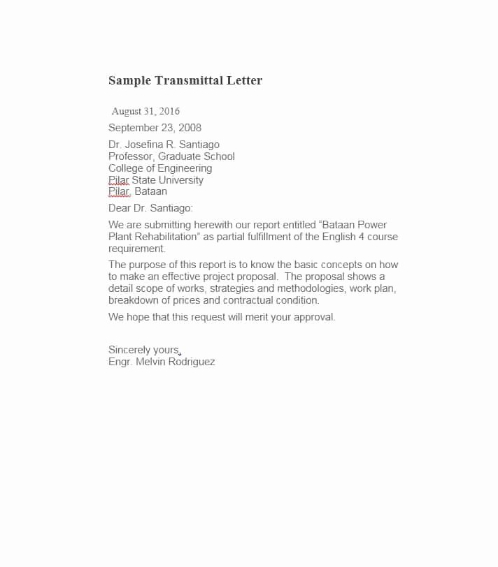 Letter Of Transmittal Template Construction Elegant Letter Of Transmittal 40 Great Examples &amp; Templates