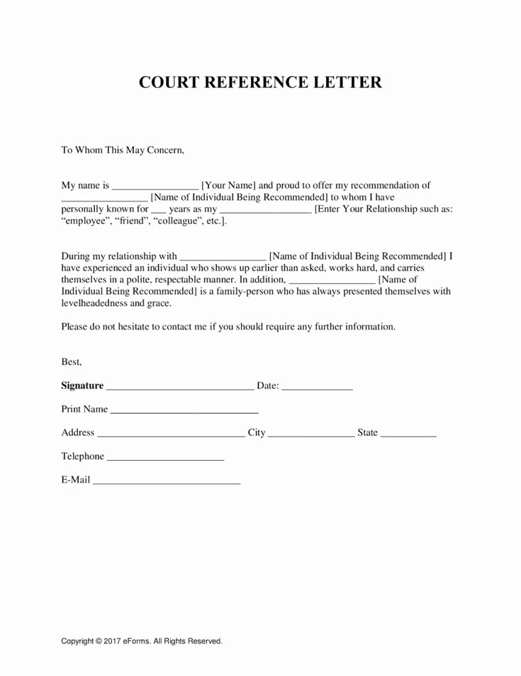 Letter to Court Template Beautiful Free Character Reference Letter for Court Template