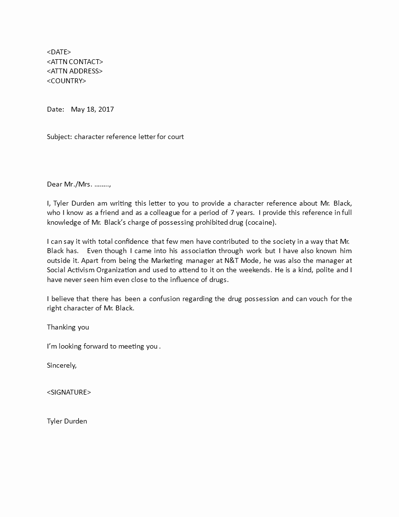 Letter to Court Template Fresh Character Reference Letter for Court How to Write A