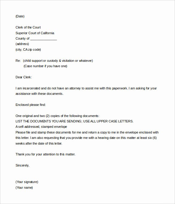 Letter to Court Template Inspirational 9 Legal Letter Templates Free Sample Example format