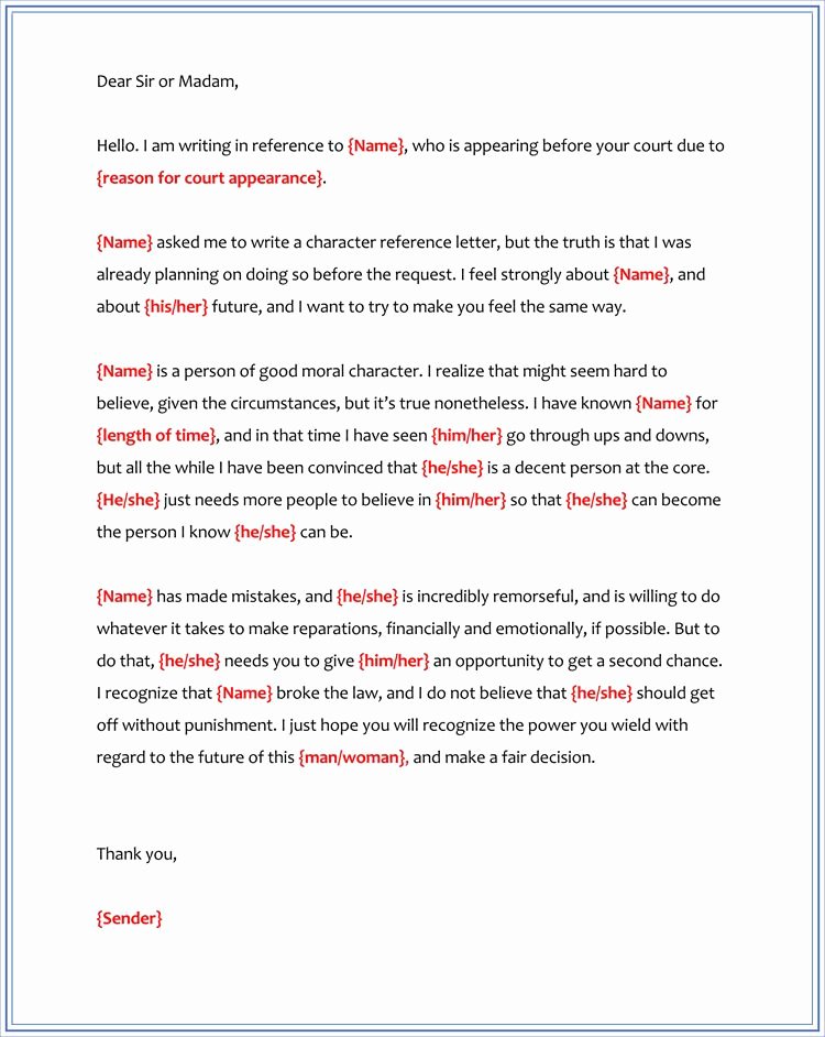 Letter To Court Template Unique Character Reference Letter For Court 