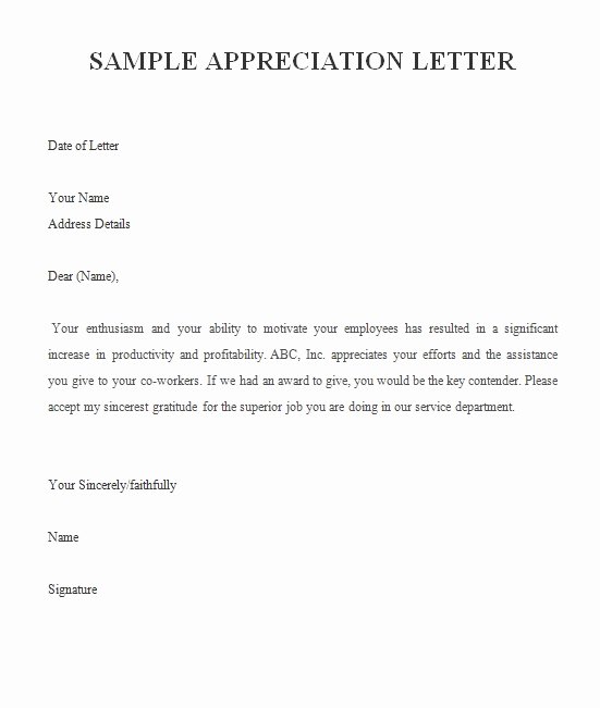 Letters Of Appreciation Template Elegant Appreciation Letter Free Sample Letters