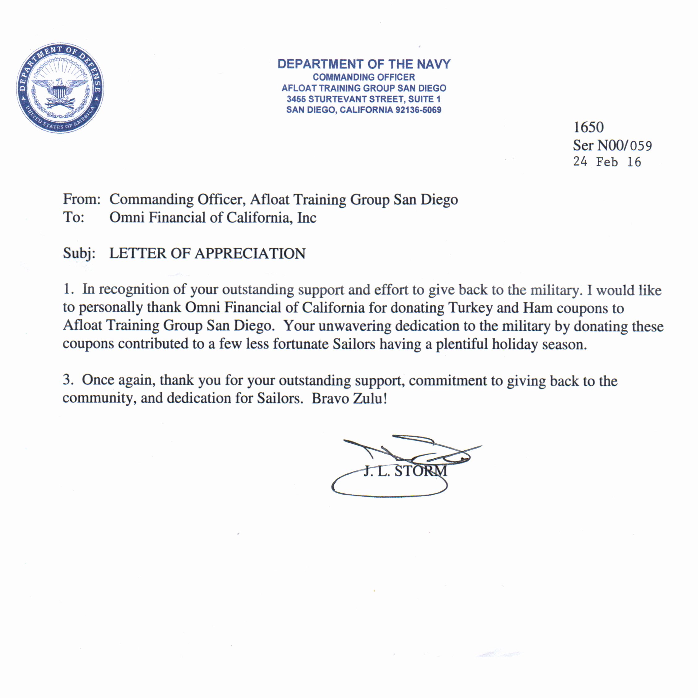 Letters Of Appreciation Template Elegant Omni Military Loans In San Diego Ca
