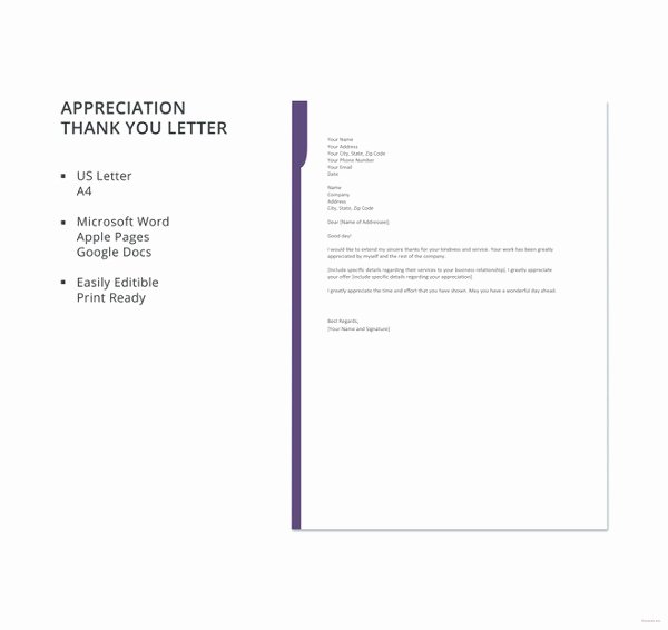 Letters Of Appreciation Templates Lovely Sample Thank You Letters 60 Free Word Pdf Documents