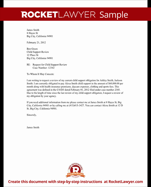 Letters Of Support Template Elegant Child Support Review Letter Request Review with Sample