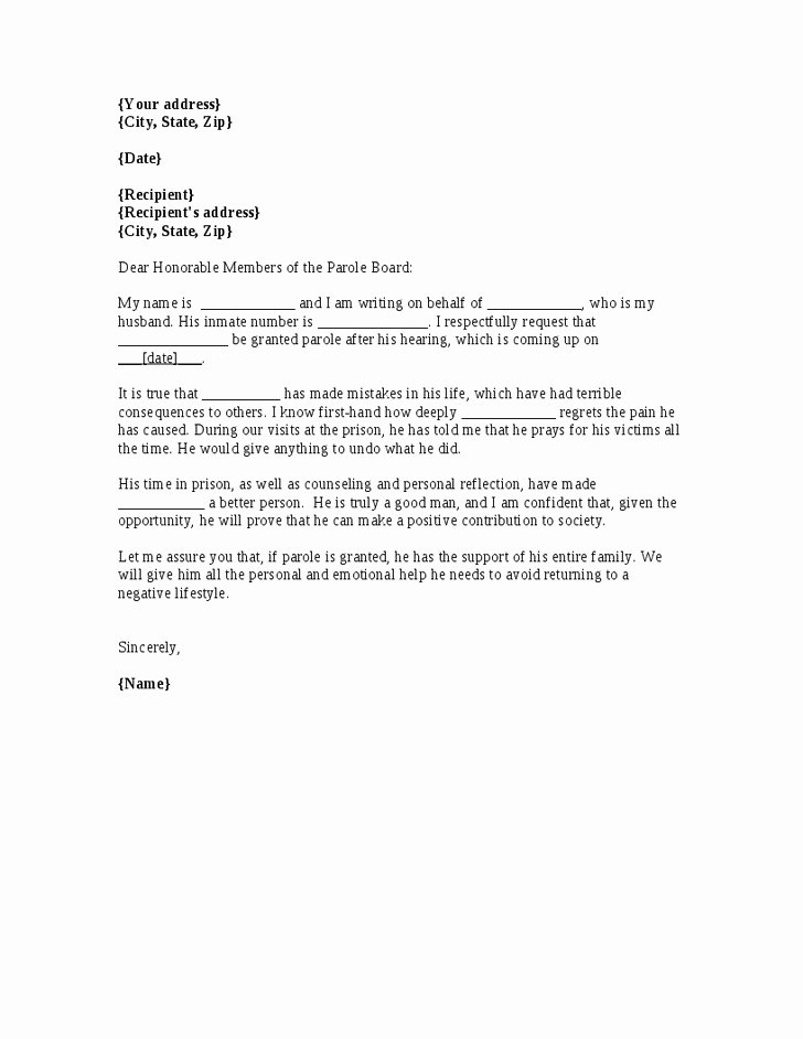 Letters Of Support Template Inspirational Sample Letter to Parole Board Icebergcoworking