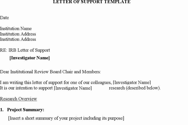 Letters Of Support Templates Unique 2 Letter Of Support Template Free Download
