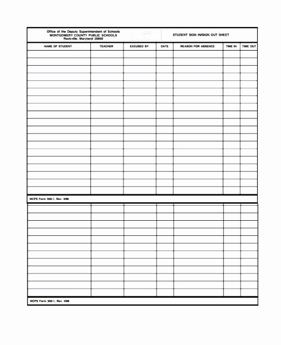 Line Sheet Template Excel Beautiful Student Sign Out Sheet Fill Out Line Download Printable