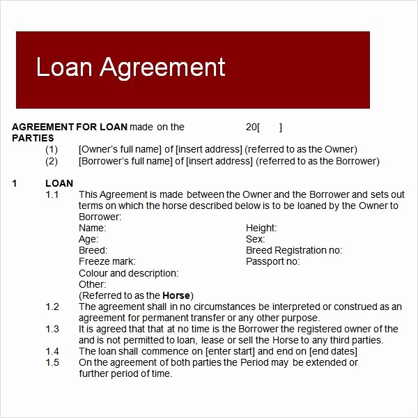 Loan Contract Template Word Awesome Free 12 Sample Standard Loan Agreement Templates In