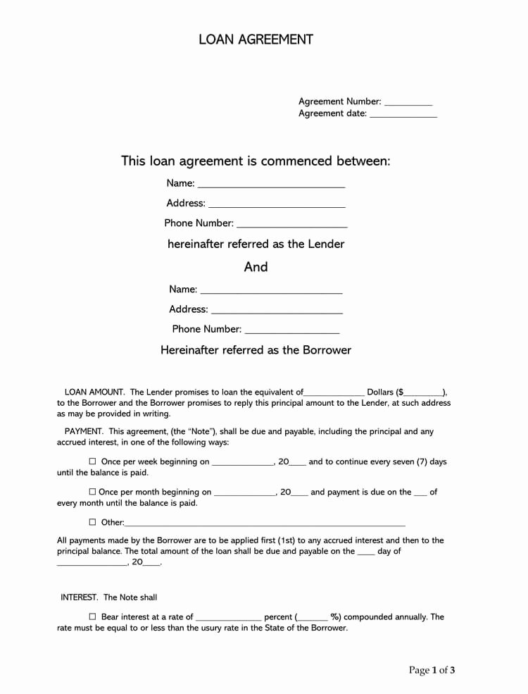 Loan Contract Template Word Beautiful 38 Free Loan Agreement Templates &amp; forms Word Pdf