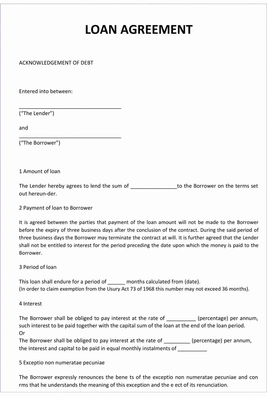 Loan Contract Template Word Lovely 40 Free Loan Agreement Templates [word &amp; Pdf] Template Lab